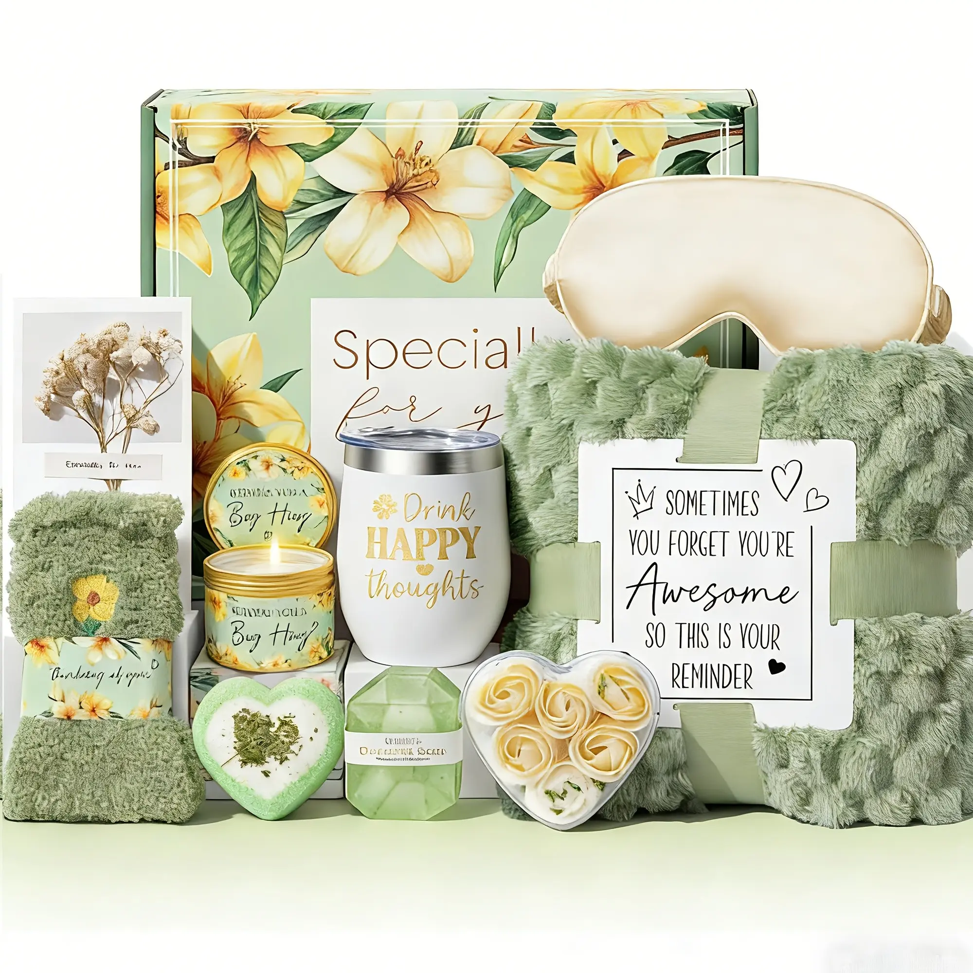 Women Self-Care Gift Basket, Vanilla Coconut Scented Soothing Spa Set with Comfort Blanket, Perfect for Recovery, Valentine's Day, Mother's Day Gifts