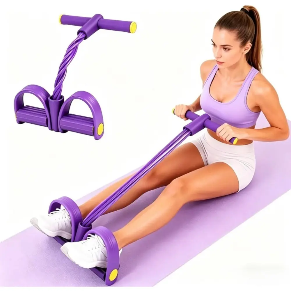 Multifunction Tension Rope,Elastic Yoga Pedal Puller Resistance Band, Tension Rope Fitness Equipment, for Abdomen/Waist/Arm/Leg Stretching Slimming Training (Purple)