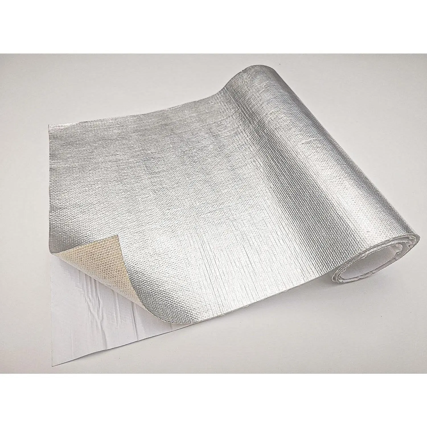 Self-Adhesive Aluminized Fiberglass Cloth Heat Shield Blanket/Wrap Sheet 15"x48" Aluminum Backed Thermal Reflective Insulation Barrier Heat Resistant Tape-Like Adhesion