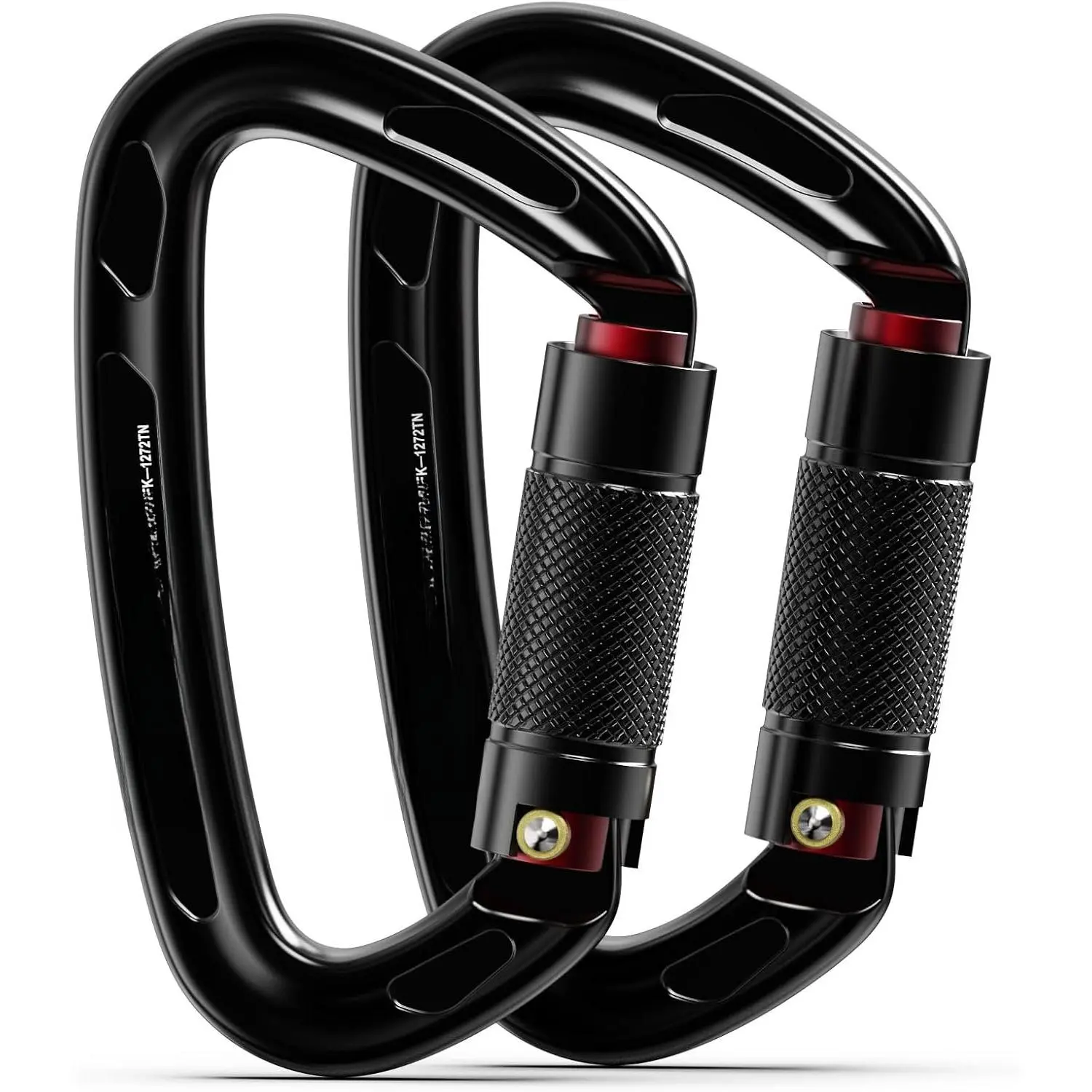 UIAA Certified 25KN Auto Locking Climbing Carabiner Clips, Twist Lock, and Heavy Duty Carabiners for Rock Climbing, Rappelling, and Mountaineering, D Shaped