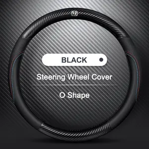 38cm Car Steering Wheel Cover Fits For Honda Accord Civic CRV Xrv Crown City Brio Jazz Accord Brv Crv Hrv Odyssey Carbon Fiber Leather Auto Interior Protector Accessories