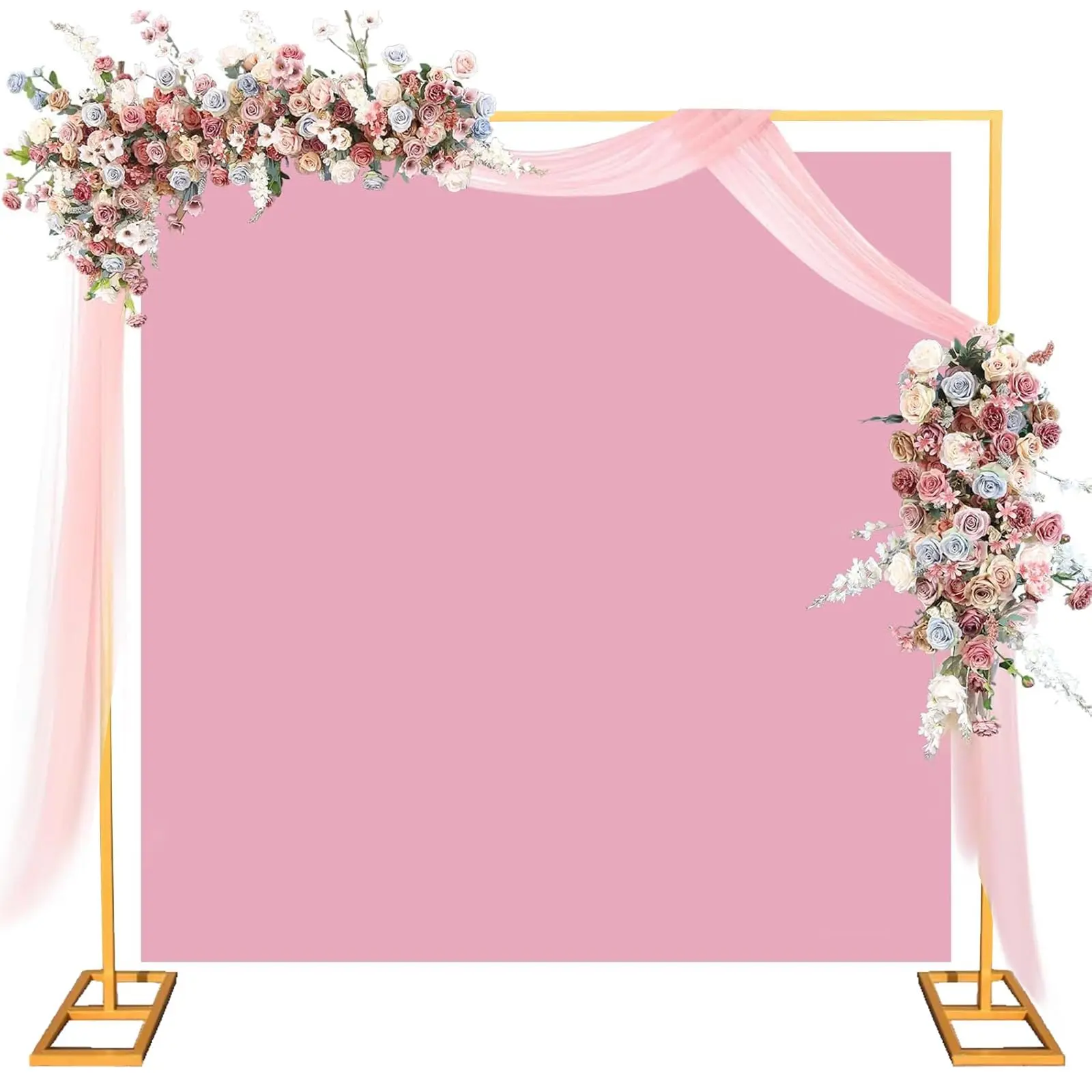 8.2FT Wedding Arch Backdrop Stand, Heavy Duty Adjustable Backdrop Stand Kit Square Wedding =Balloon Arch for Photo Booth Background Baby Shower Birthday Party