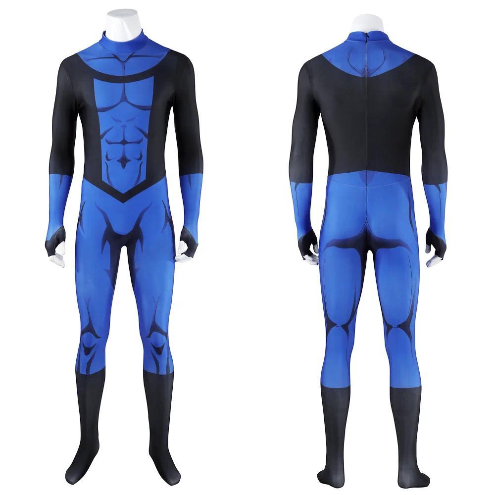 Mark Grayson Cosplay Invincible Season 3 Mark Costume Blue Elastic 3D Printed Zentai Suit Mask Outfit Halloween Custom Made