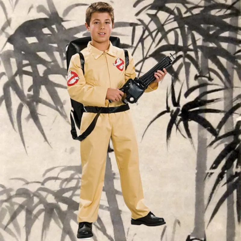 Halloween Ghostbusters Uniform Cosplay Outfit with Simulation Gun and Proton Pack Role-play Costume