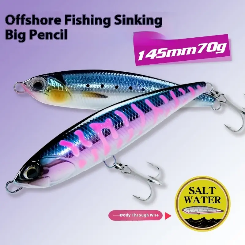 Long Casting Sea Fishing Sink Weight 145mm, Boat Fishing Large Fish Lure, 70g Soft Plastic Bait, King Mackerel Flatfish Lure