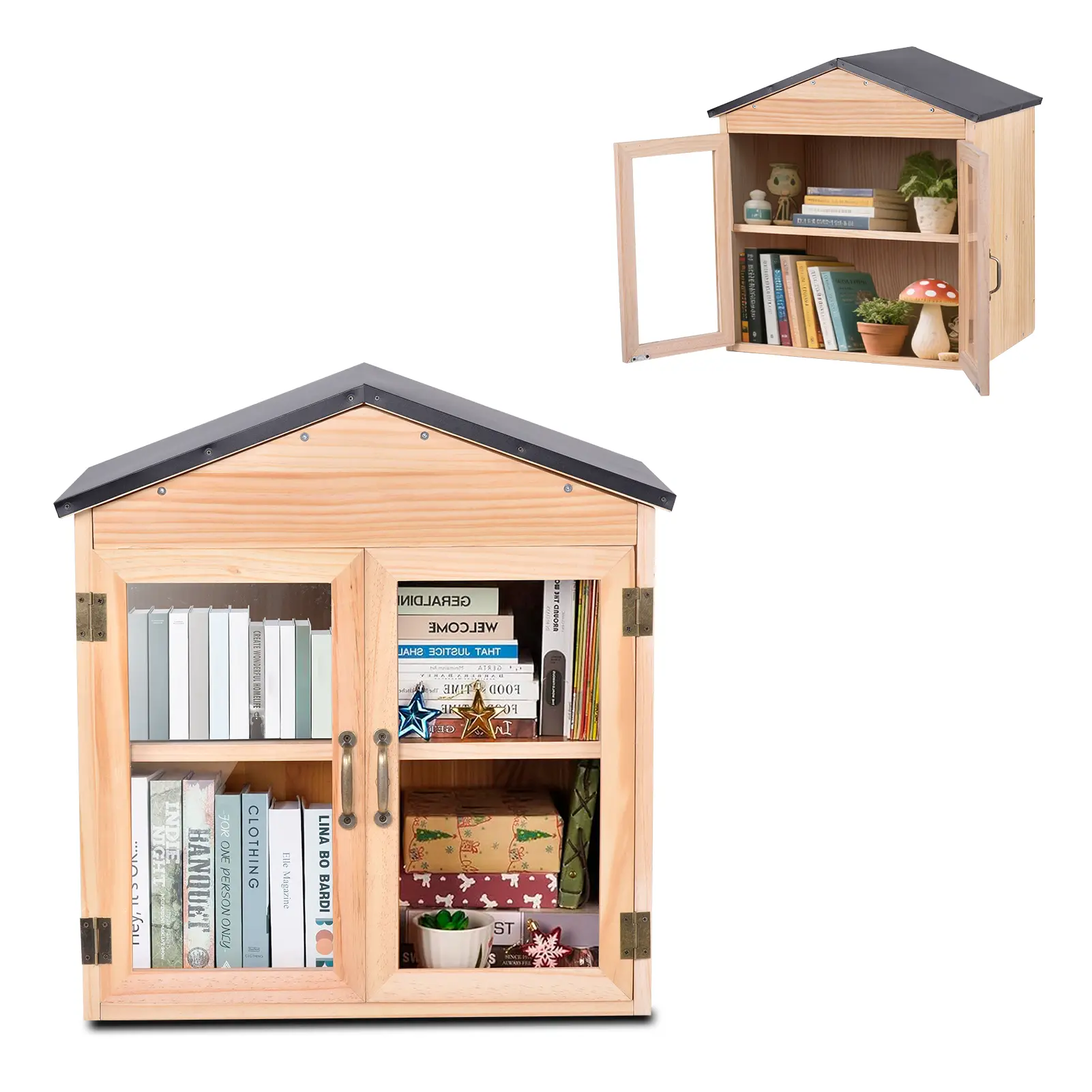 Magnetic Wooden Outdoor Book Storage Library Kit - Community Book Exchange Lending Shelves for Neighborhood Parks, Schools
