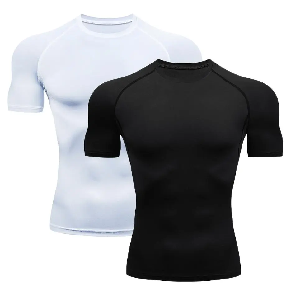 Men's Short Sleeve Compression Shirt - High Elastic Quick Dry Muscle Fit Workout T-Shirt, Breathable Athletic Base Layer Top for Gym Training & Running