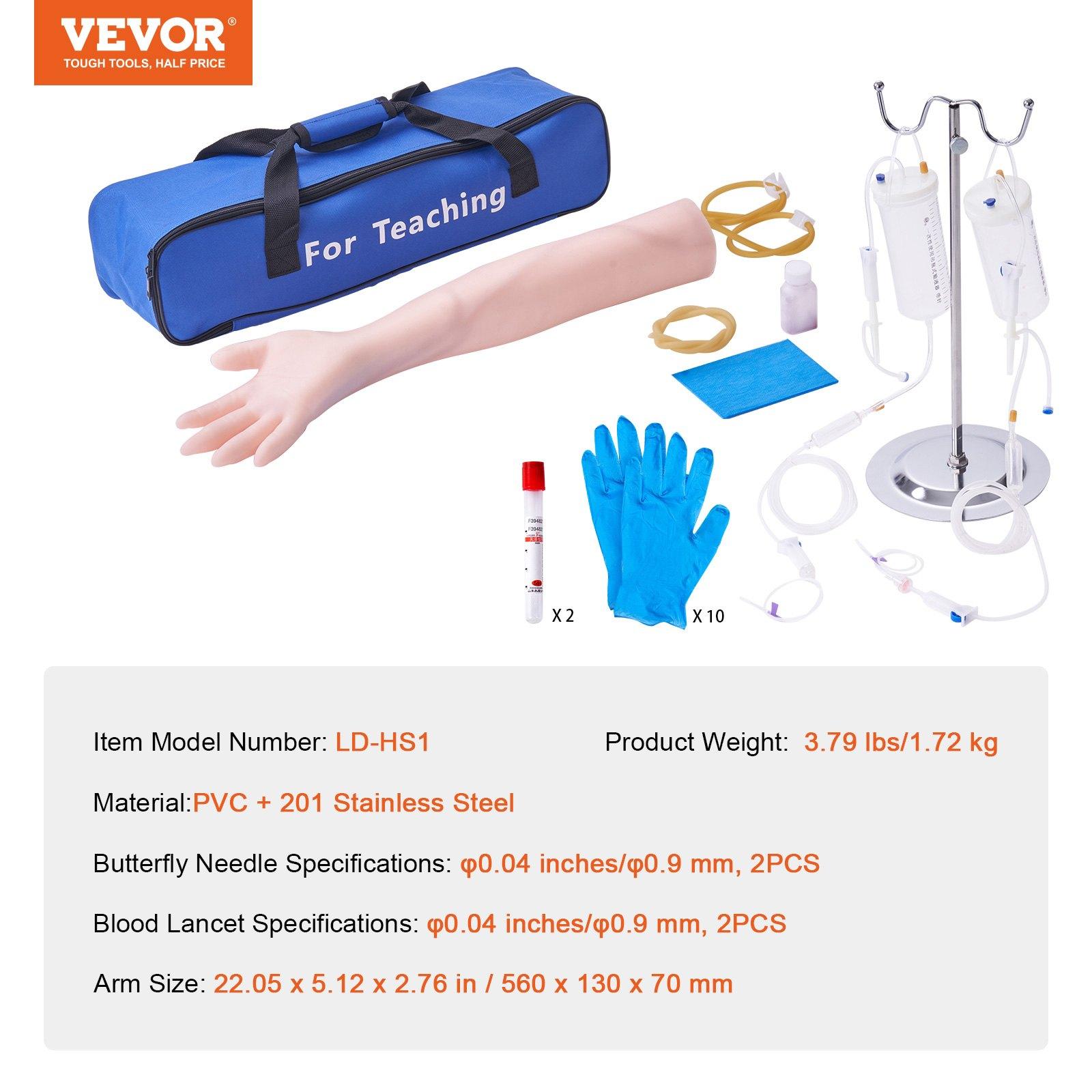 VEVOR Phlebotomy Practice Kit, IV Venipuncture Intravenous Training Kit, High Simulation IV Practice Arm Kit with Carrying Bag, Practice and Perfect IV Skills, for Students Nurses and Professionals VEVOR Phlebotomy Practice Kit, IV Venipuncture Intravenous Training Kit, High Simulation IV Practice Arm Kit with Carrying Bag, Practice and Perfect IV Skills, for Students Nurses and Professionals