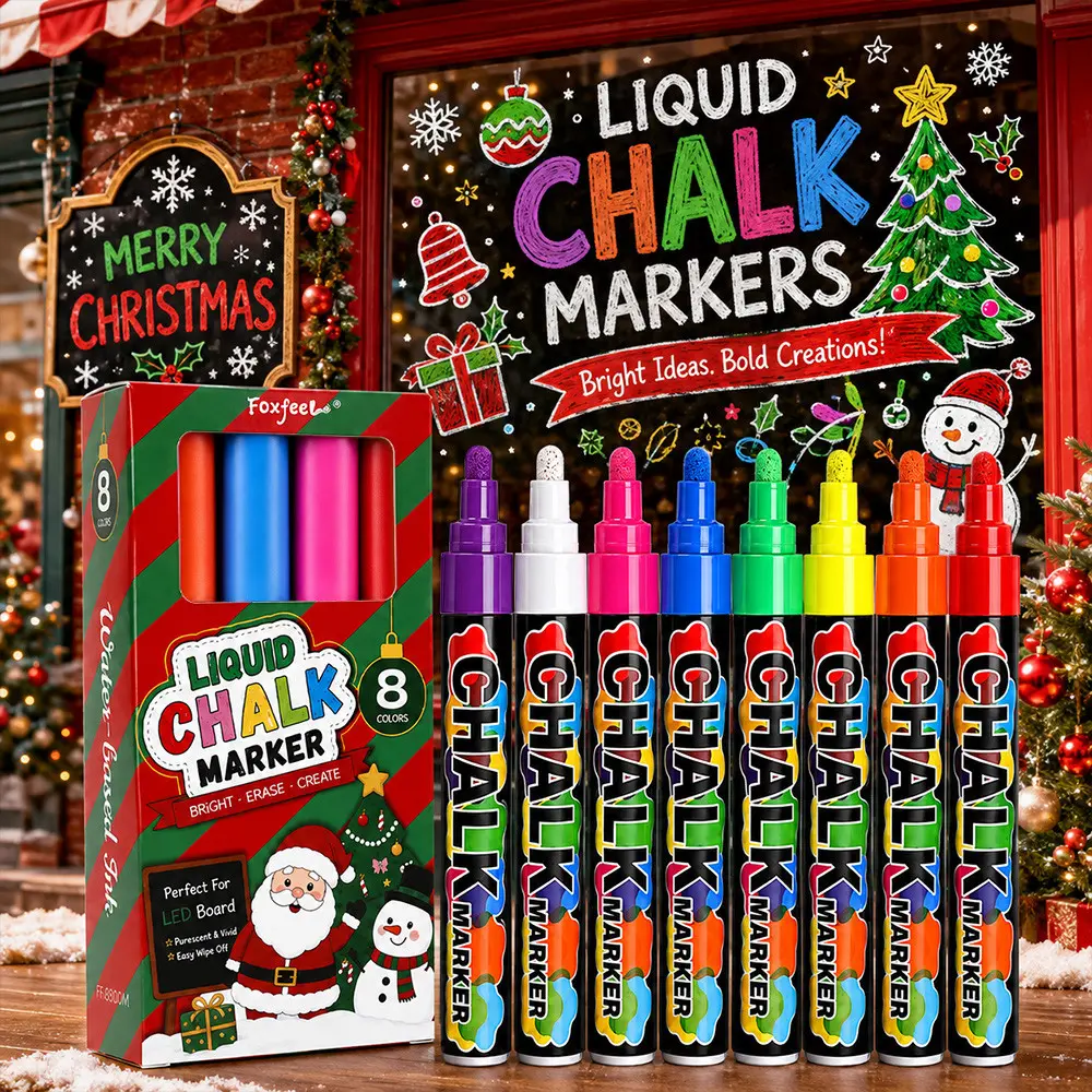6/8/12/24/36/48 Color Liquid Chalk LED Drawing Pen, Chalk Marker, Dust-Free Erasable Water-Soluble Chalk, Suitable for Whiteboard, Blackboard, Glass, Car Windows