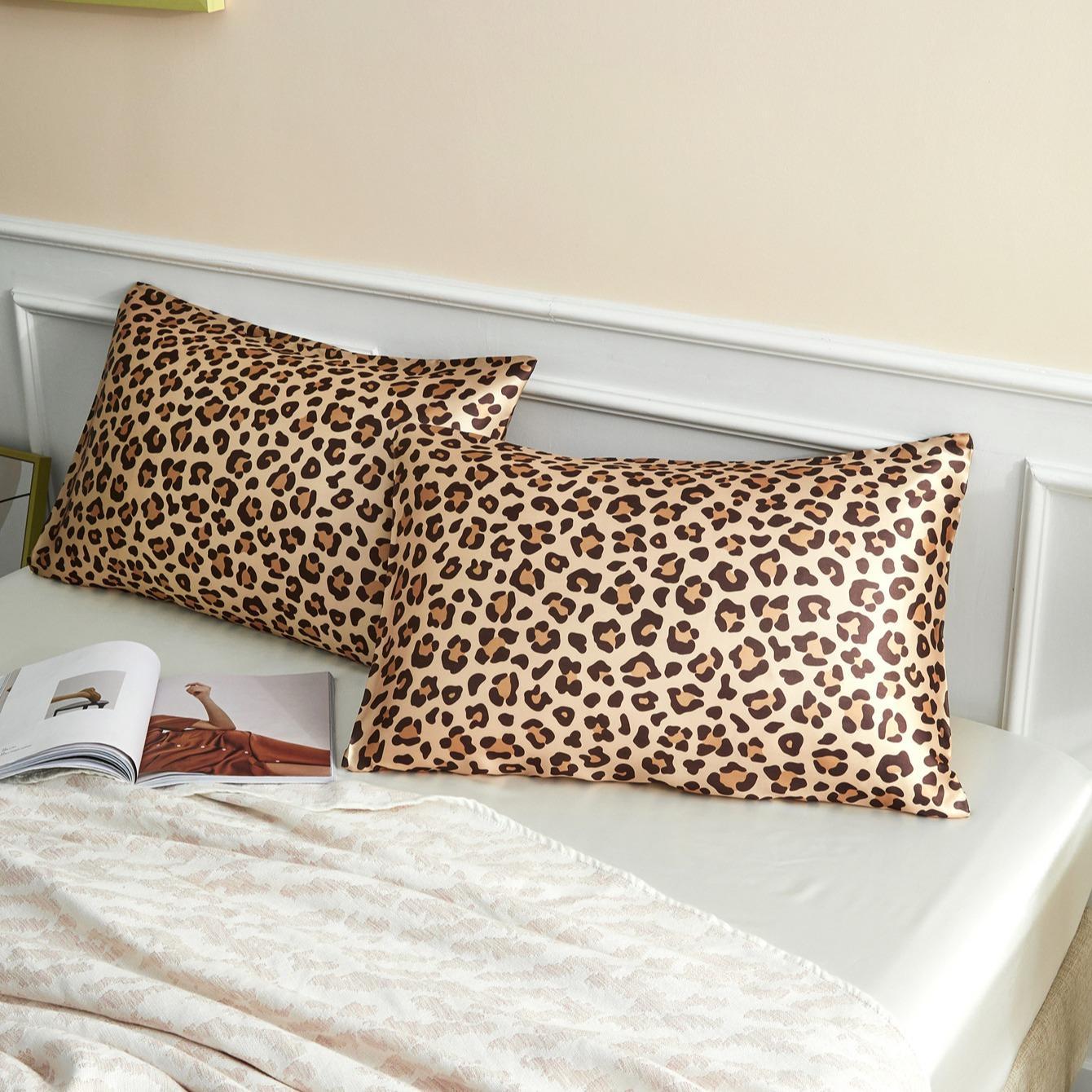 Leopard Print Pillowcase, 2 Counts Soft Comfortable Pillow Cover without Filler, Pillow Protector for Home Bedroom Dormitory Decor, Leopard Print Bedding