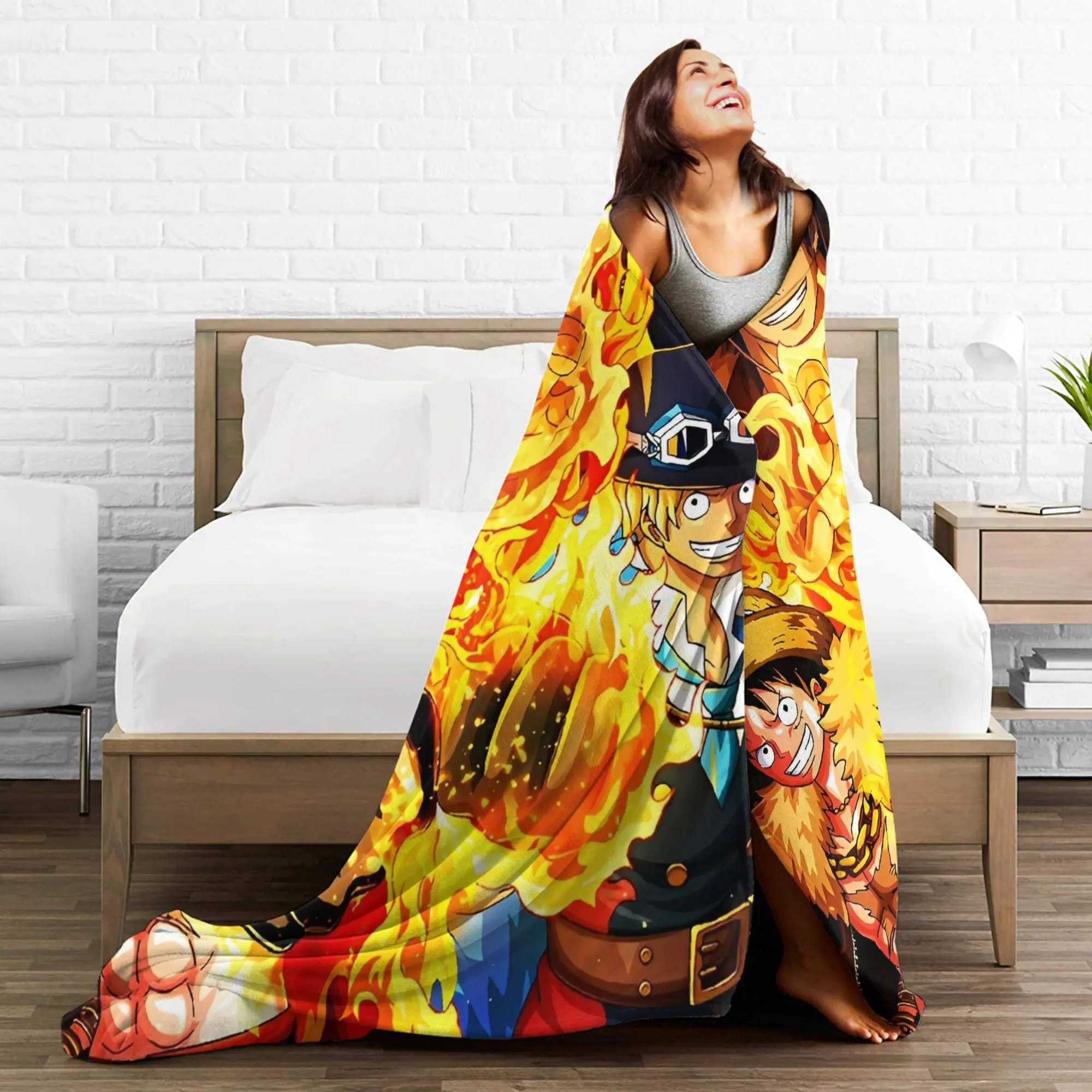 Luffy Zoro Tony Chopper Flannel Blanket, Super Soft Cozy Throw for Living Room, Bed, Reading Nook, Couch, Holiday Fan Gift