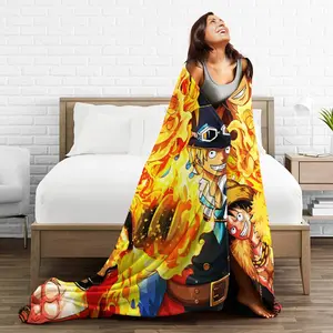 Luffy Zoro Tony Chopper Flannel Blanket, Super Soft Cozy Throw for Living Room, Bed, Reading Nook, Couch, Holiday Fan Gift