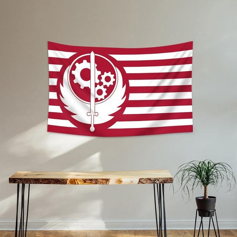 Brotherhood of Steel Fallout Red Banner Flag Wall Art Hanging,For Decorate Clubs Concerts Bars University Dormitories Living Rooms Bedrooms Decor Tapestry Parties,Gift