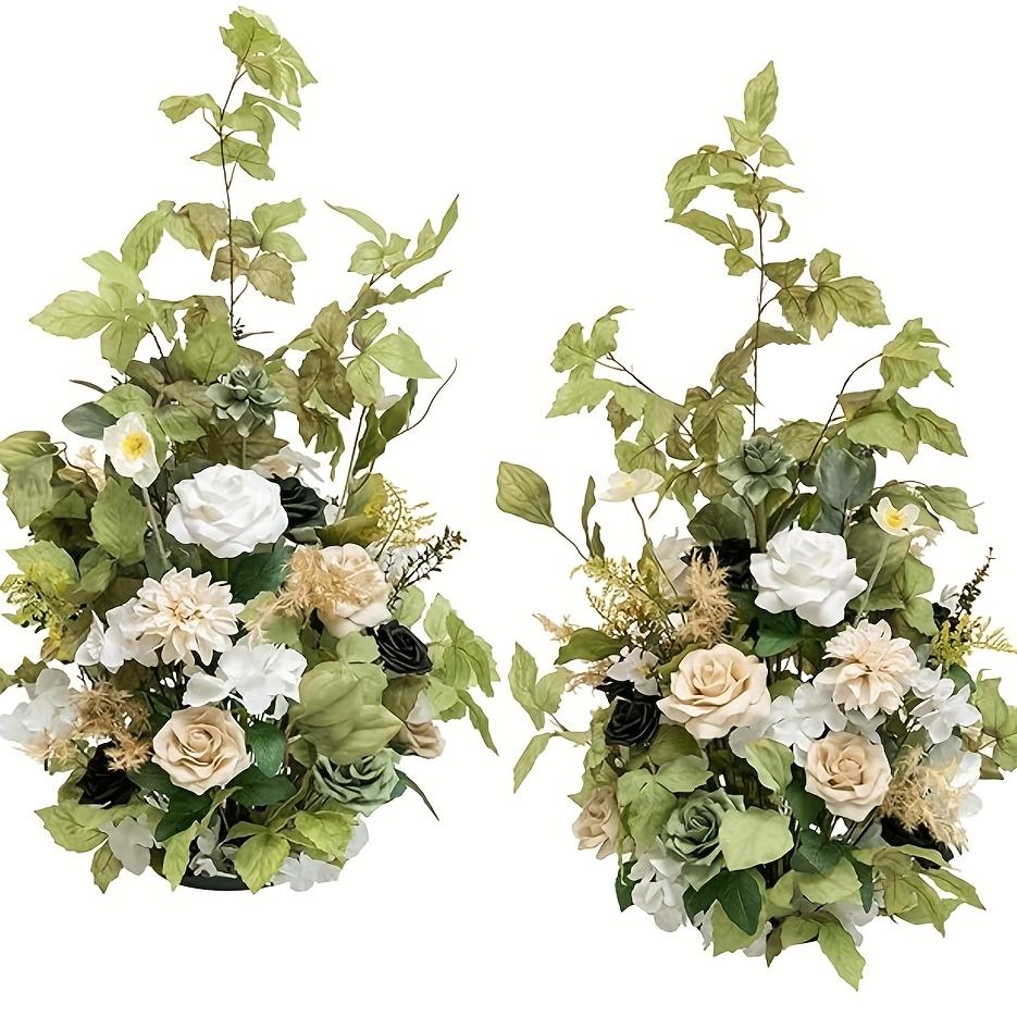 Set of 2 Tall Artificial Floral Arrangements for Autumn Wedding - Aisle & Chair Decor, Banquet Centerpiece, Rose-Themed Party & Outdoor Decoration