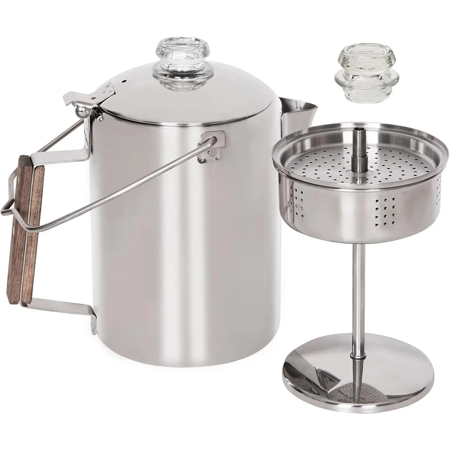 304 Stainless Steel 9-Cup Percolator Coffee Pot - BPA-Free, Plastic-Free, Handle-Equipped Boiler Kettle for Outdoor Camping, Hiking, Cabin Kitchenware