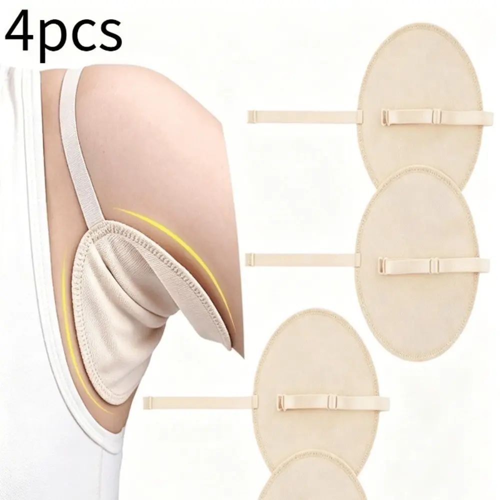 4Pcs Reusable Washable Underarm Sweat Pads, Adjustable Elastic Strap Armpit Liners, Breathable Absorbent Sweat Pads for Men Women, for Office Yoga Travel Daily Use