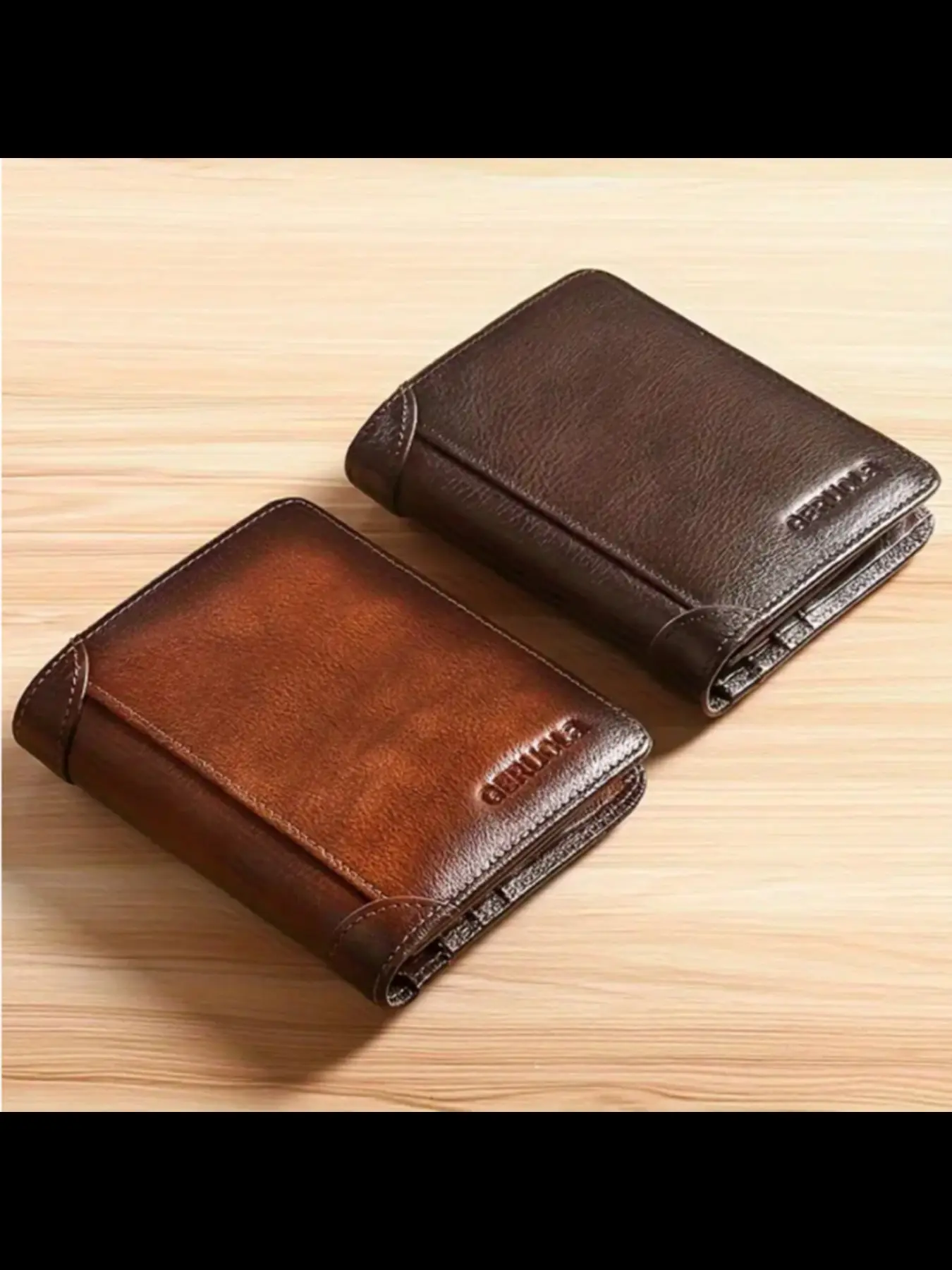 Men's Genuine Leather Wallet RFID Blocking Ultra-Thin Top Layer Cowhide Short Multifunctional ID Credit Card Holder Christmas Gift