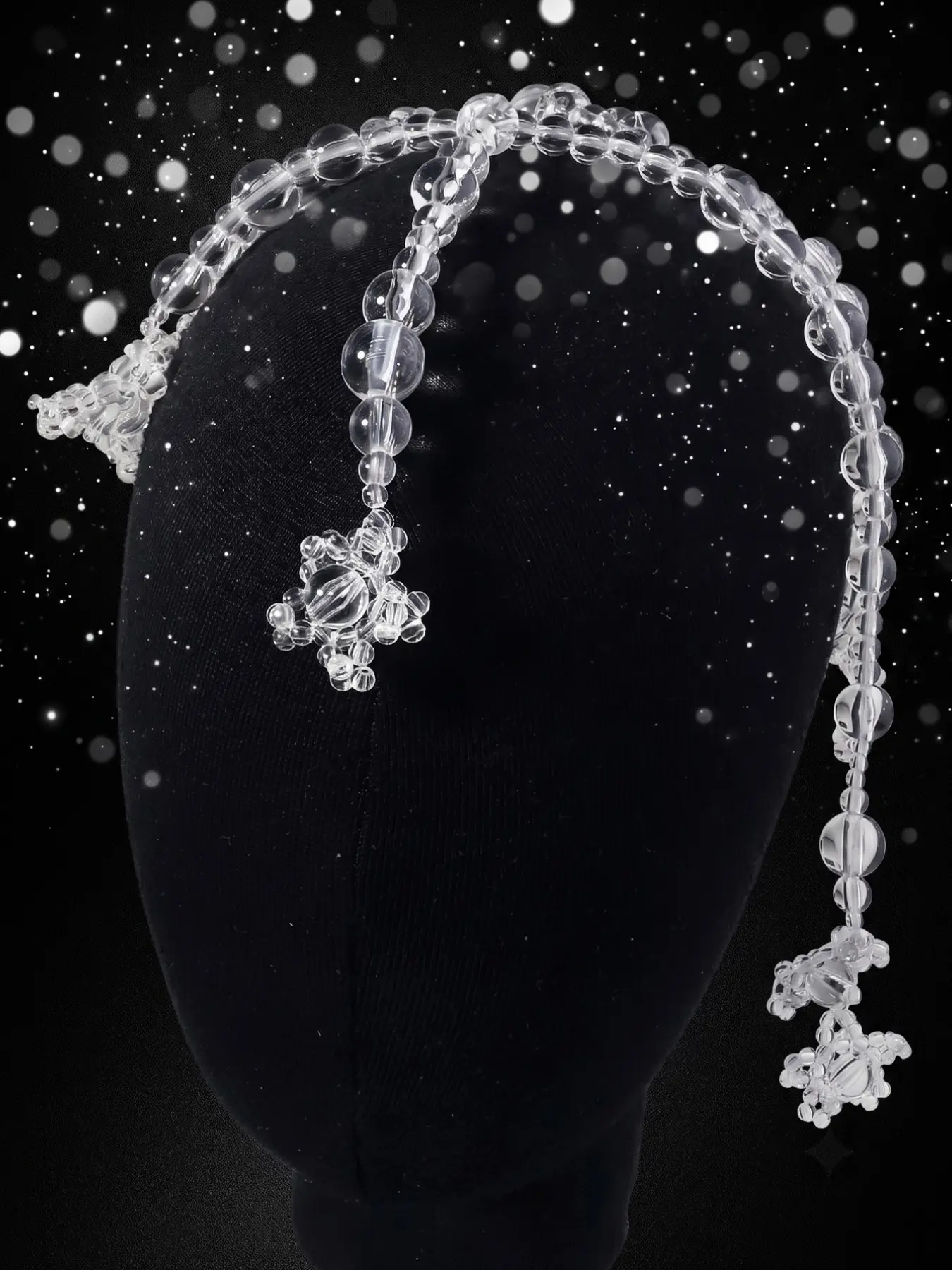 Millennium Y2K Future-Style Transparent Beaded Hair Crown, Girl's Heavy Star Pendant Forehead Chain, Anime Cosplay Photo Headpiece, Festival Gift