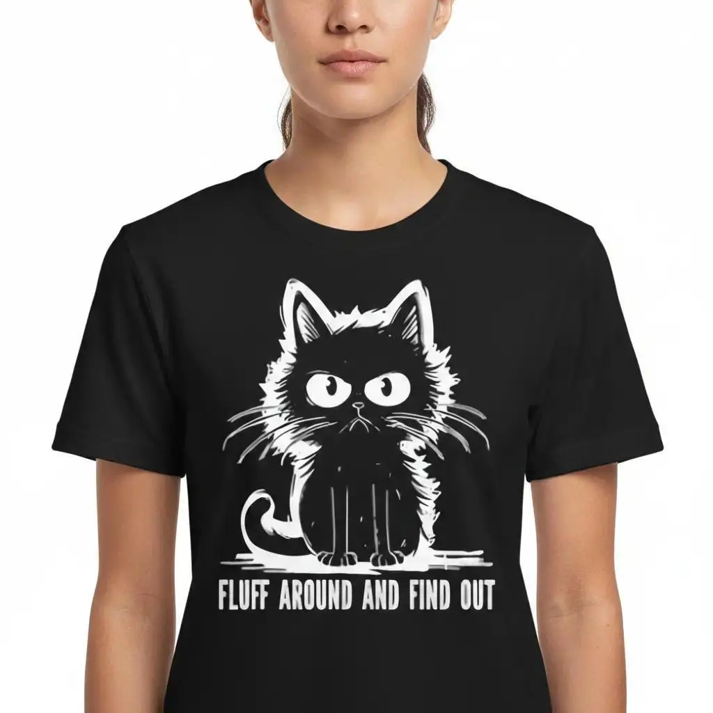 Funny Cat Shirt Fluff Around And Find Out Gifts Men Women T-Shirt “Fluff Around And Find Out” Graphic Tee, Cute Yet Savage Cat Attitude Shirt, Sarcastic Humor Tee for Men Women, Perfect Gift for Cat Lovers Cotton Casual