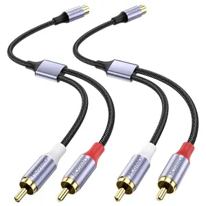 RCA Splitter 1 Female to 2 Male 2 Pack, Y Splitter RCA Audio Video Cable Splitter Adapter, Stereo Audio Y Cable for Amplifier, Gaming Console, CD Player, Subwoofer, Home Theater, TV, Car Audio