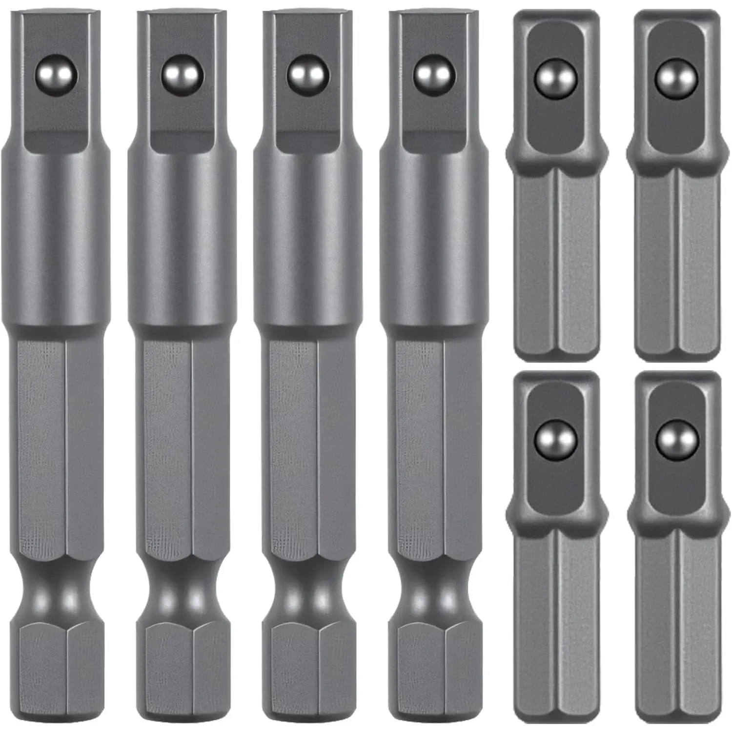 8 count 1/4 Hex to 1/4 Square Socket Adapter, Drill Socket Adapter Square Sockets Bit Adapters 1/4inch  Driver Power Bits Set for Automotive DIY Hex Shank SquareSocket Bits Adapters for Men