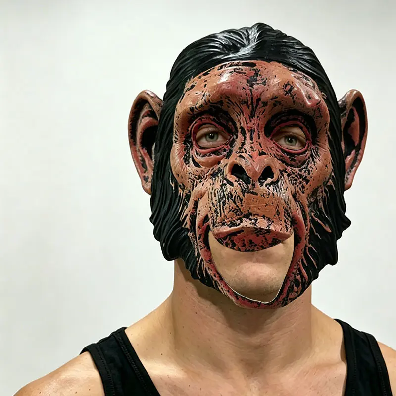 Funny Monkey Latex Animal Head Mask Halloween Cosplay Party Prop