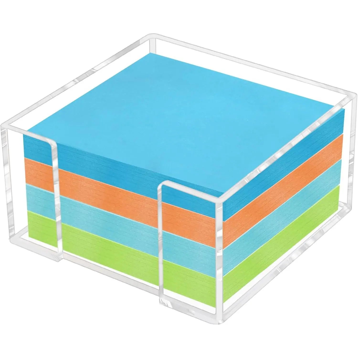 Acrylic Sticky Note Holder - 3 x 3 Inch Post It Note Holder, Crystal Clear Sticky Note Dispenser for Dorm Room Home and Office Acrylic Desk Organizer