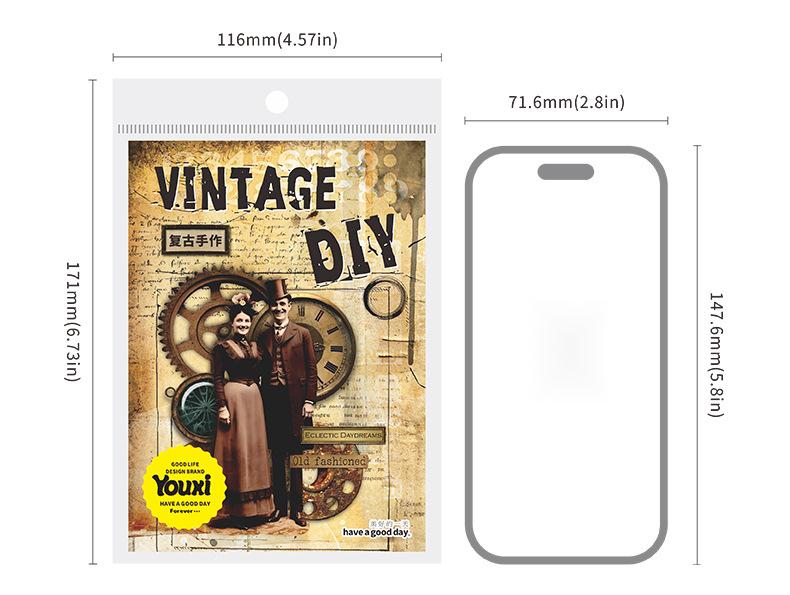 220 sheets/set, retro material pack, character theme, hard cardboard and light paper materials, creative DIY materials, handbooks and handmade materials.