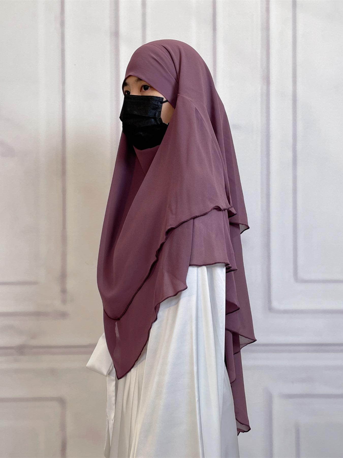 16 Colors Short Chiffon Khimar, Muslim Fashion High-Quality Fabric, Suitable for Adults and Kids, Essential Wear for All Seasons
