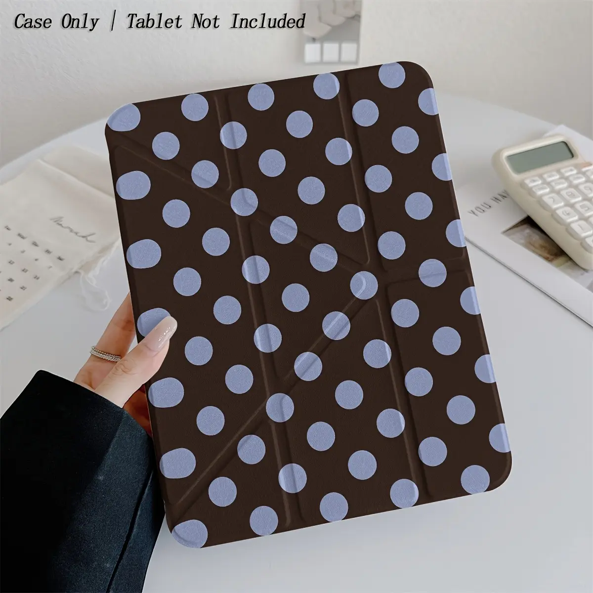 Cute Blue Dots Purple Case for iPad A16 2025 / iPad Air 6 / iPad Mini 6, Slim Stand Cover with Soft Translucent Frosted Back Pencil Slot, for Samsung Galaxy Tab S9 Tablet Cases Durable Leather