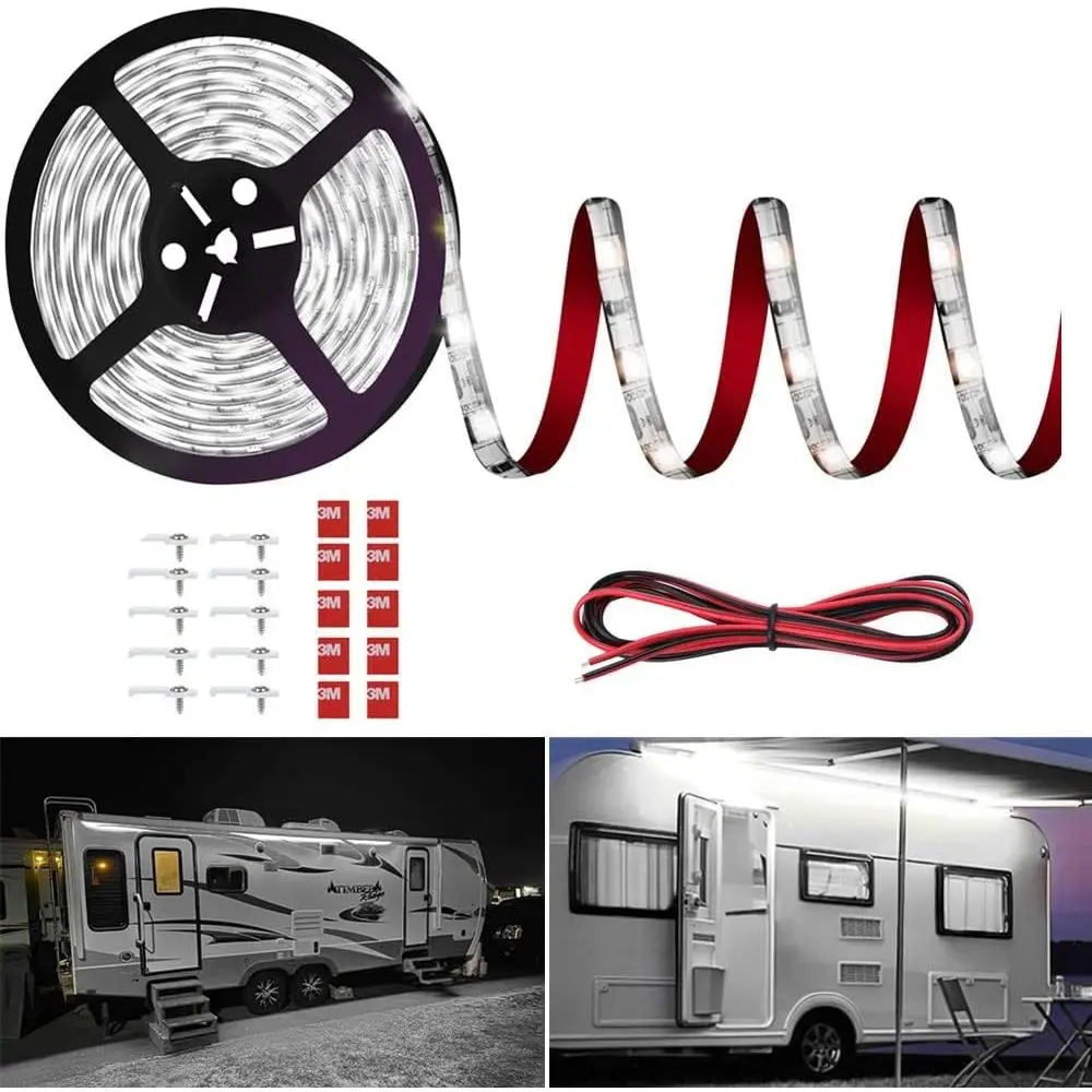 12V 20FT RV Awning LED Lights, Waterproof Exterior Underglow Light Strip for Camper Motorhome Travel Trailer Party BBQ