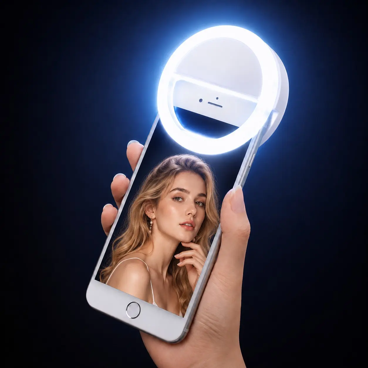 Clip-On Selfie Ring Light for Smartphone, Rechargeable Portable Adjustable LED Fill Light with 3 Brightness Levels for Makeup, Live Streaming, Video Calls, Photography and Gifts