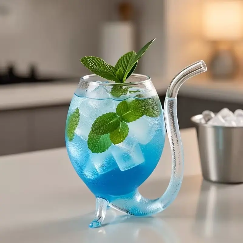 1pc Creative Vampire Wine Glass, Cocktail Glass, Decanter Cup, Mug with BuiltIn Straw, Ideal for Cocktails, Wine, Juice, Ice Cream & Champagne, Perfect for Home Bar, Parties, Clubs, Outdoor Camping & Glassware Collection