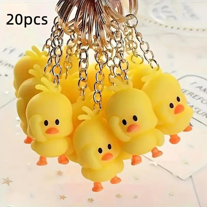 20pcs Silicone Duck Keychains, Cute Keychains for Car Keys, Mini 0.98 Inch Cute Duck Bag Charm, Car Hanging Decor, Birthday Party Gift, Holiday Gift