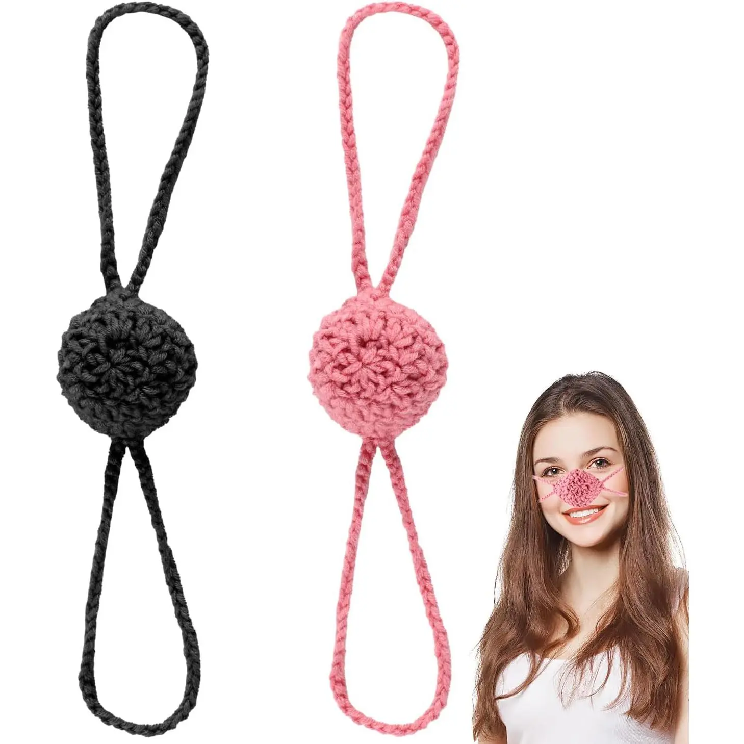 2pcs Winter Nose Warmers Crochet Nose Covers for Cold Weather Windproof & Cozy Protector for Outdoor Ski