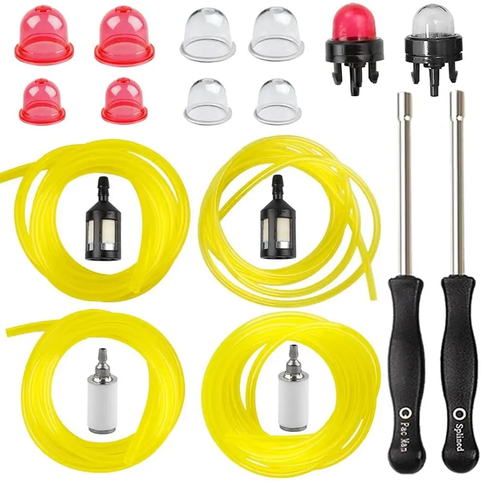 4 Size 4 Feet Long Small Engine Fuel Line, 188-12 530058709 Primer Bulb, Snap in Primer Bulb Pump 188-512, ZF-1 Fuel, 530095646 Fuel, 21 Splined+Pac Man Carb Adjustment Tool