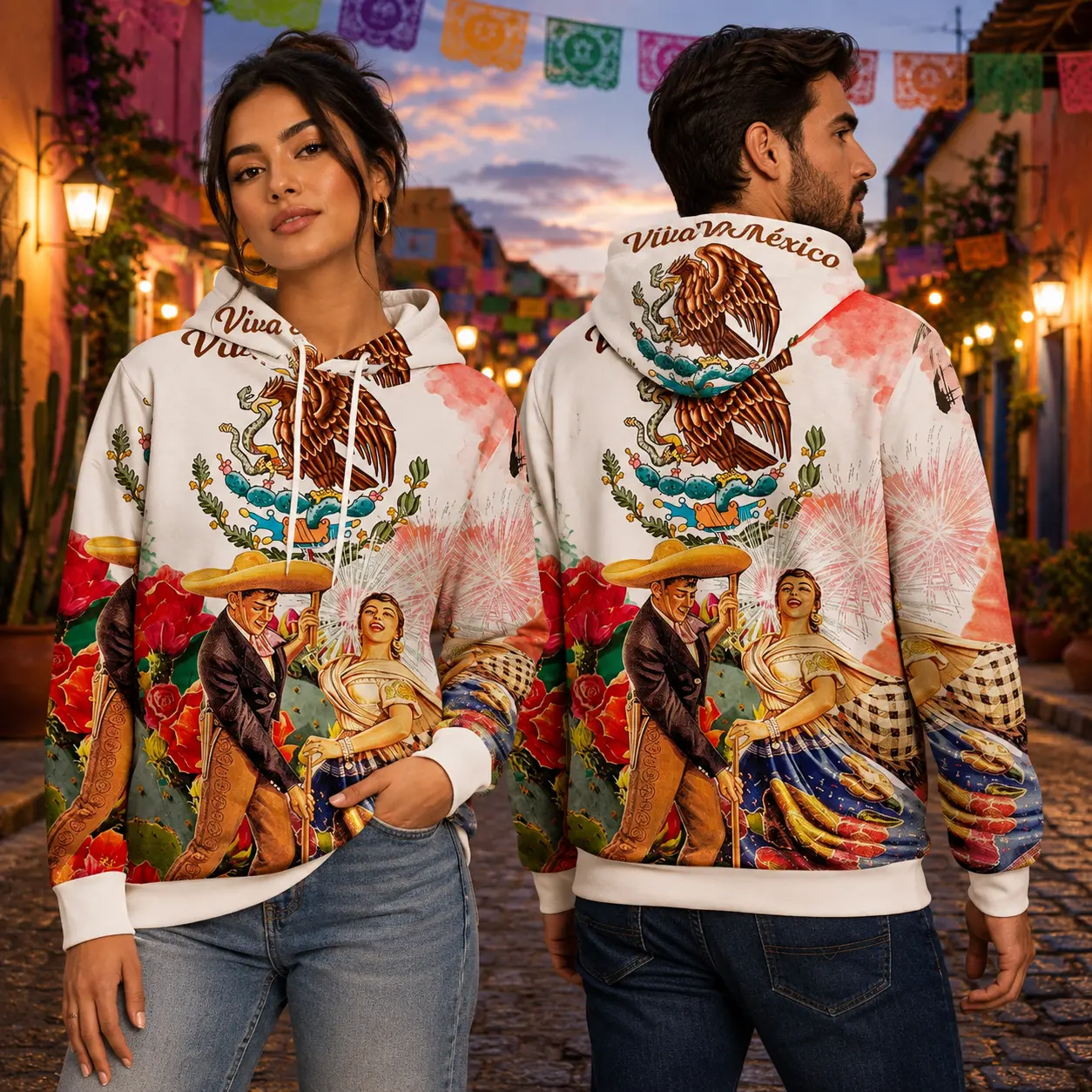 Viva Mexico Graphic Zip Up Hoodie for Men and Women, Unisex Aztec Skull Full Print Hooded Sweatshirt, Colorful Mexican Inspired Streetwear Jacket with Long Sleeves, Festival Party Casual Outfit, Heritage Style Gift for Mexico Fans and Everyday Wear