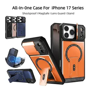 MechaArmorCase Multifunctional MagSafe Shockproof Phone Case,Slide Camera Cover & Built In Adjustable Kickstand,Military Grade TPU+PC Armor Shell for iPhone17/17 Plus/17 Pro/17 Pro Max,Car Mount & Daily Home Office Travel Use