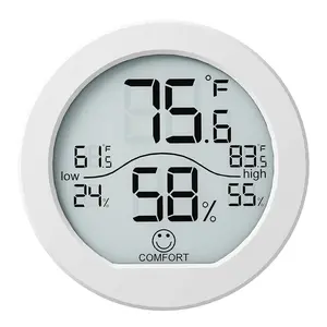 Digital Hygrometer Thermometer for Room Temperature Humidity Meter Indoor Thermometer Accuracy Calibration LCD Temperature Sensor with Maximum and Minimum Records, TH1, White