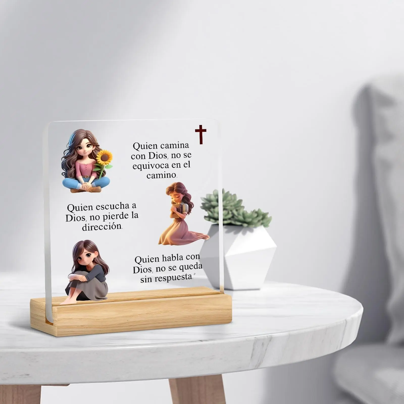 Christian Acrylic Plaque, Inspirational Bible Quote Desk Decor, Jesus Home Accessory, Gift for Women, Desk Decor for Prayer Room & Office, Signs, Wooden Home Sign, Home Decor Accessories