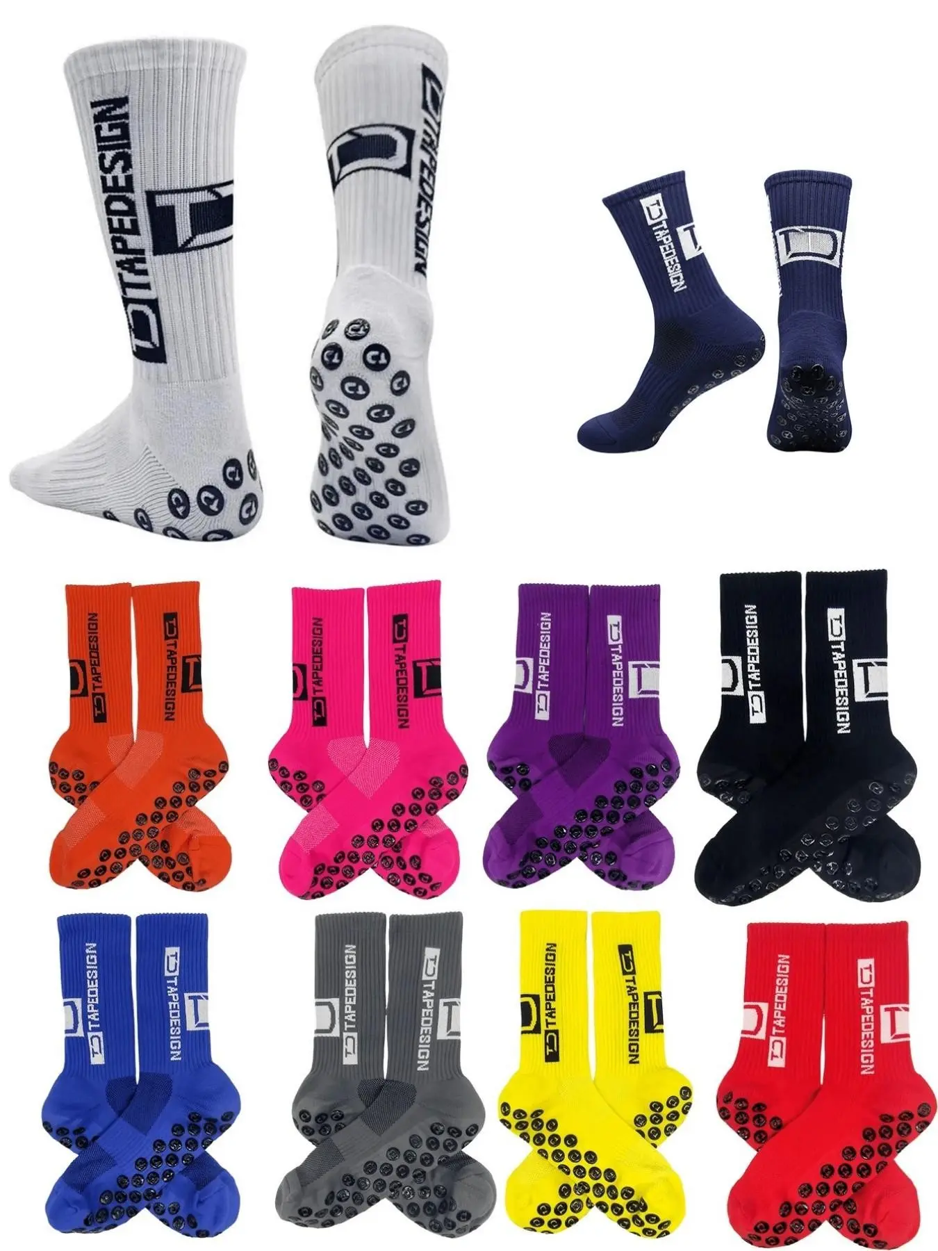 Men's Mid-Calf Socks, Outdoor Letter Print Non-Slip Silicone Football Sports Socks, Marathon Running, Comfortable Soft, All-Season