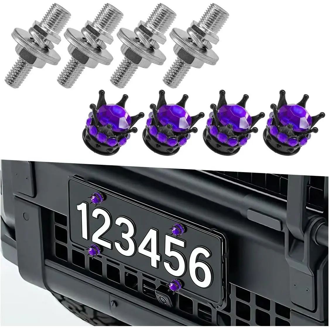 4 count Bling   Plate Screw Fastener Kit,  Crown Automotive  Plate Bolt Decoration,   Alloy  Accessories for , , ()