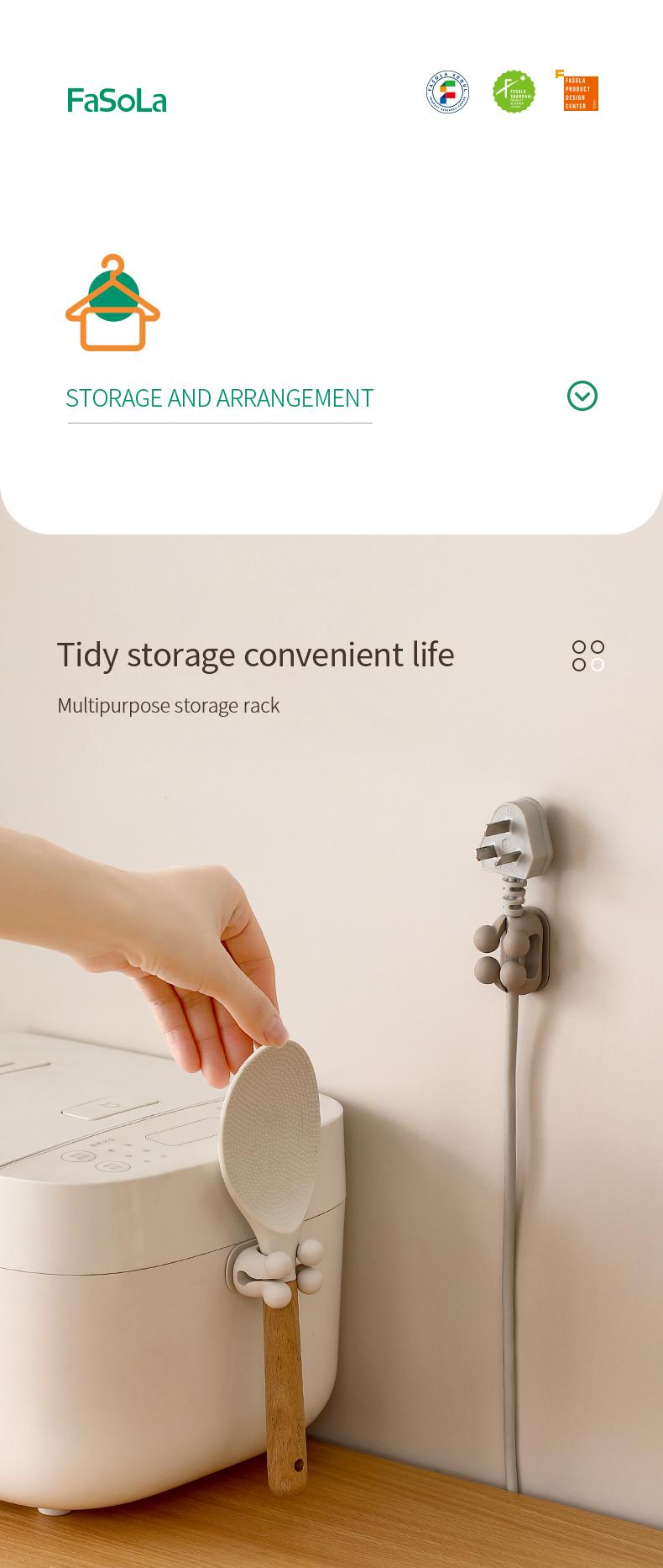 FaSoLa multi-purpose no-nail, traceless hook, multifunctional wall and kitchen hook, universal silicone hook for office use