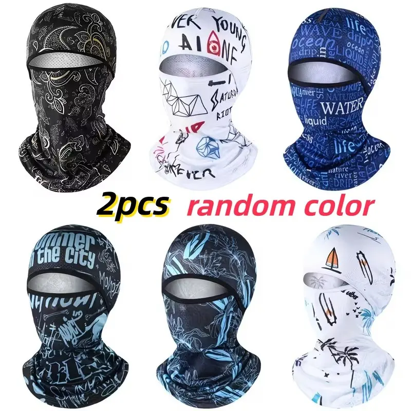 2-Pack Men's Motorcycle Face Masks, Summer Ice Silk Sunshade Hats, Breathable Lightweight Adjustable, Ideal for Outdoor Activities