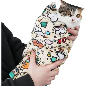 35.5" Extra Large Cat Grooming Wrap – Anti-Escape Cat Wrap Cutting Nails, Brushing & Medication – Soft, Comfortable, Reusable, Self-Adhering, Holds Cats Up to 22lbs (Elephant Cat)