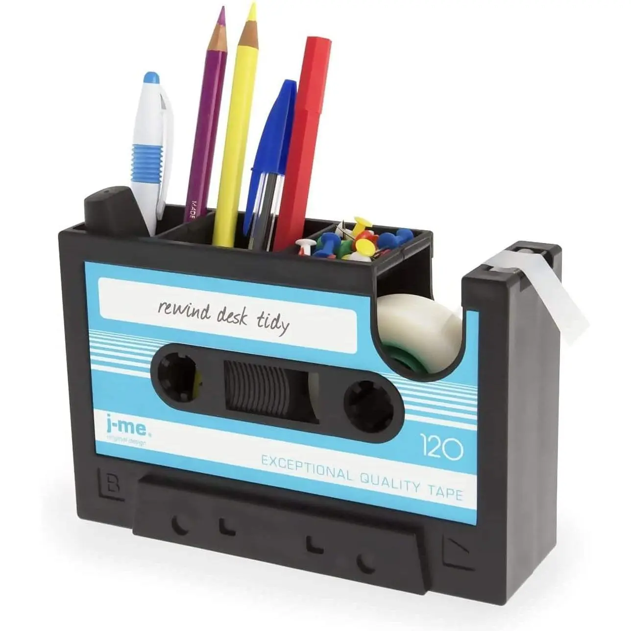 Cassette Tape Dispenser Pen Holder Vase Pencil Pot Stationery Desk Tidy Container Office Stationery Supplier  (Blue)