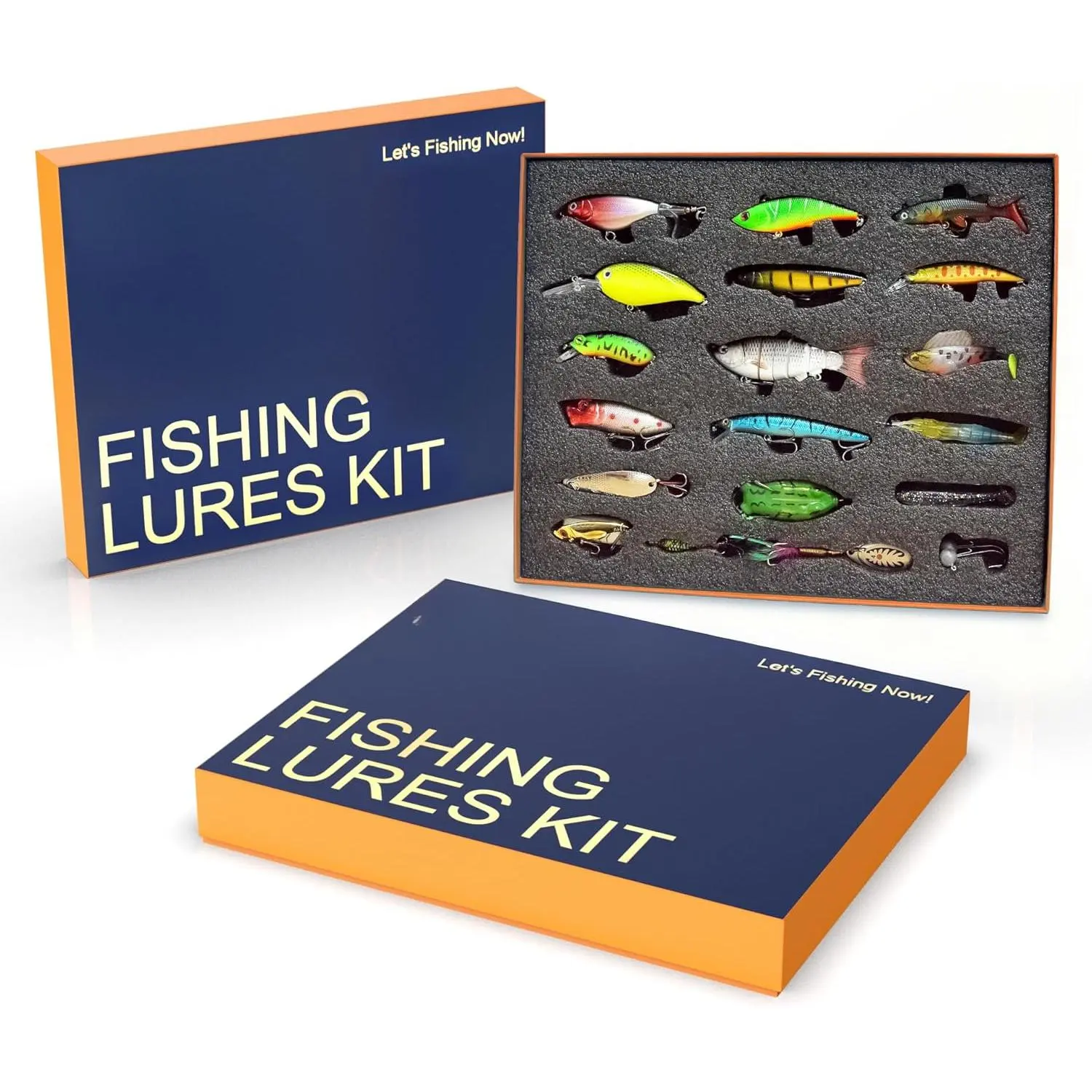 41 Pcs Fishing Lures Kit  Bass Trout & Pike |     All-in-One Fishing Gear Gift Set |     Premium Fishing Tackle Box  , Dad, Men (Freshwater & Saltwater)