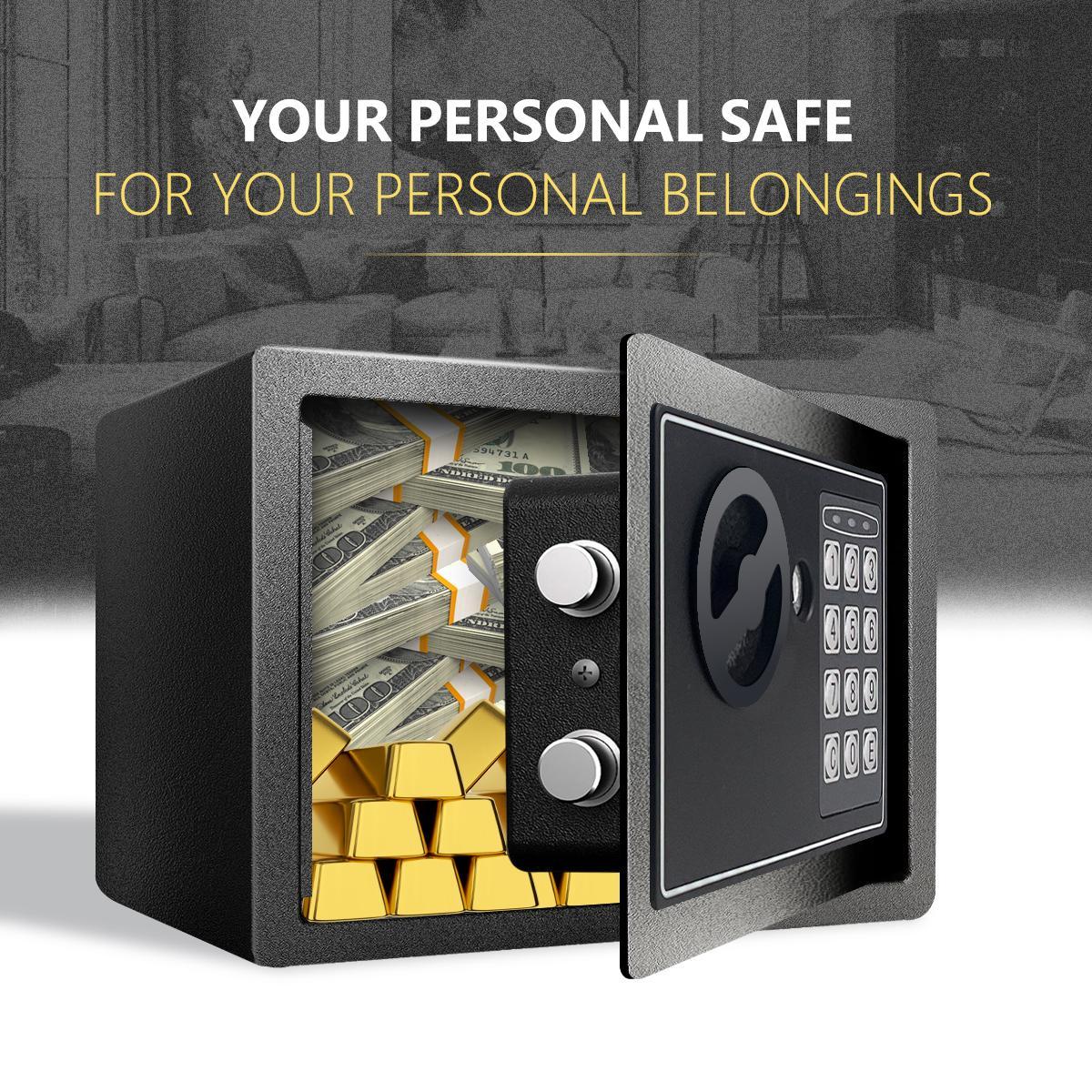 1pc Money Safe Box for Home with Sensor Light & Money Bag, Security Safe Box for Money Safe with Keys & Pass Code, Lock Box with Digital Keypad (Black and Silvery) 1pc Money Safe Box for Home with Sensor Light & Money Bag, Security Safe Box for Money Safe with Keys & Pass Code, Lock Box with Digital Keypad (Black and Silvery)