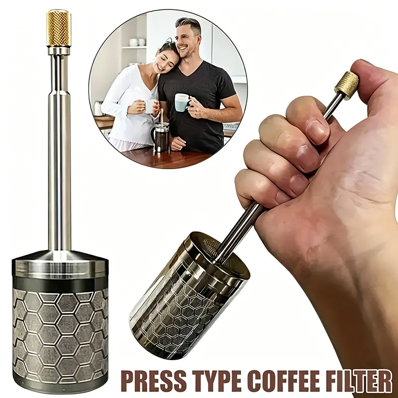 1pc Stainless Steel Manual Coffee Filter - Compact & Space-Saving Design, Durable Coffee Grounds Filter for French Press, Espresso Machines & Pour-Over Brewing, Easy Cleanup for Fresh Brews