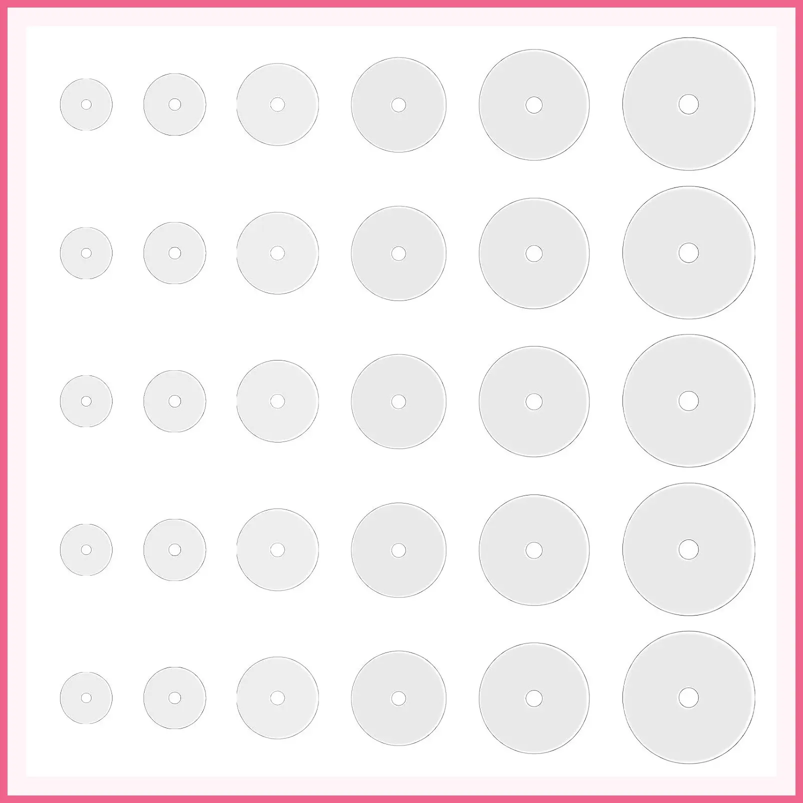 Clear Silicone Piercing Bump Discs for Keloid Healing, Non-Pull Pressure Earring Pads, 30 Pcs (3mm/5mm/7mm/9mm/12mm/14mm)
